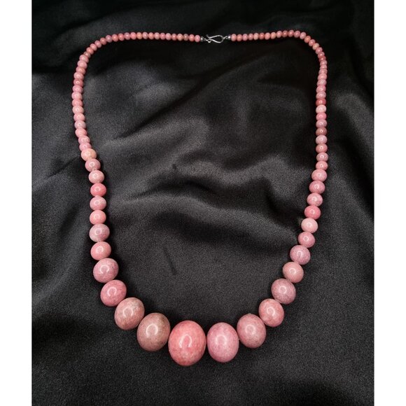 Jay King 925 Sterling Silver Rhodonite Long Beaded Necklace Handmade Jewelry - Picture 3 of 5